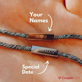 Personalized Couple Bracelets. Engrave Couples Gifts. Customized