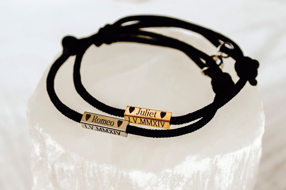Custom Engraved Magnetic Couple Bracelet Set