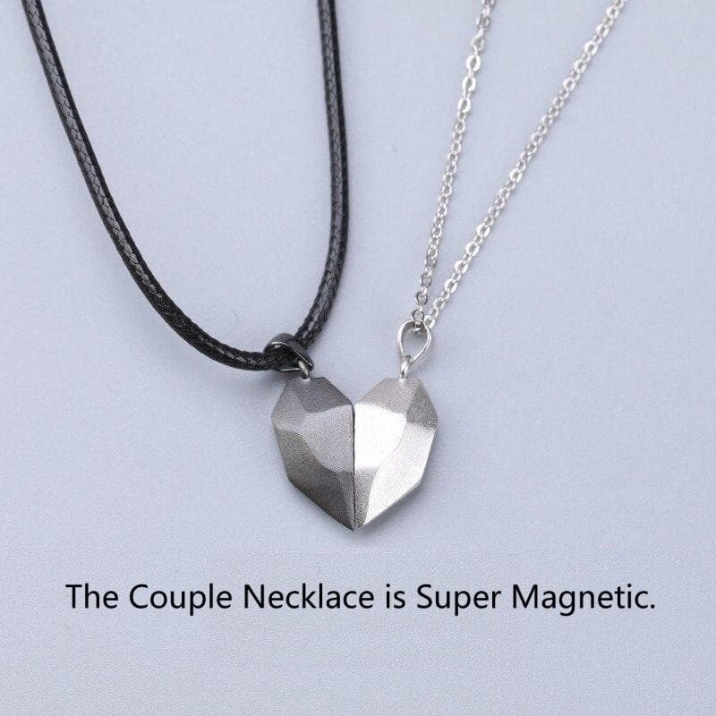 Couple Magnet Heart Necklace (Silver/Golden)